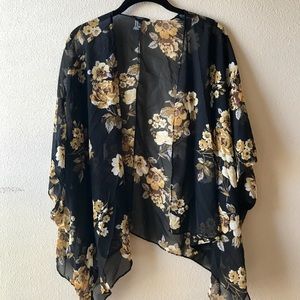 Floral Kimono (Blk/Ylw)